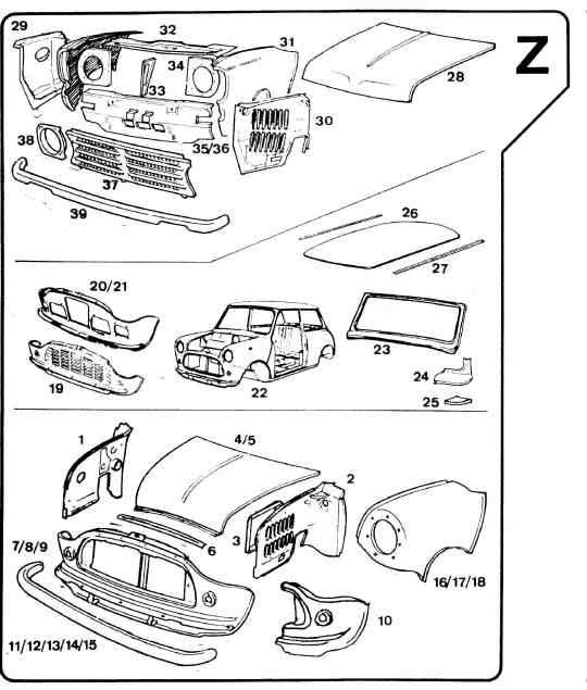 mini cooper body parts diagram