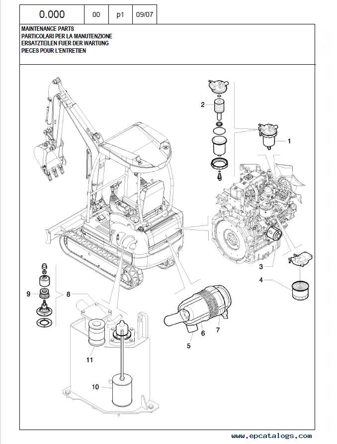 mini excavator parts diagram