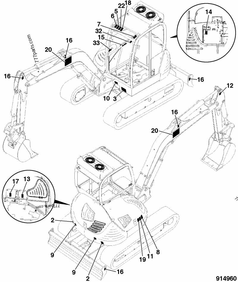 mini excavator parts diagram