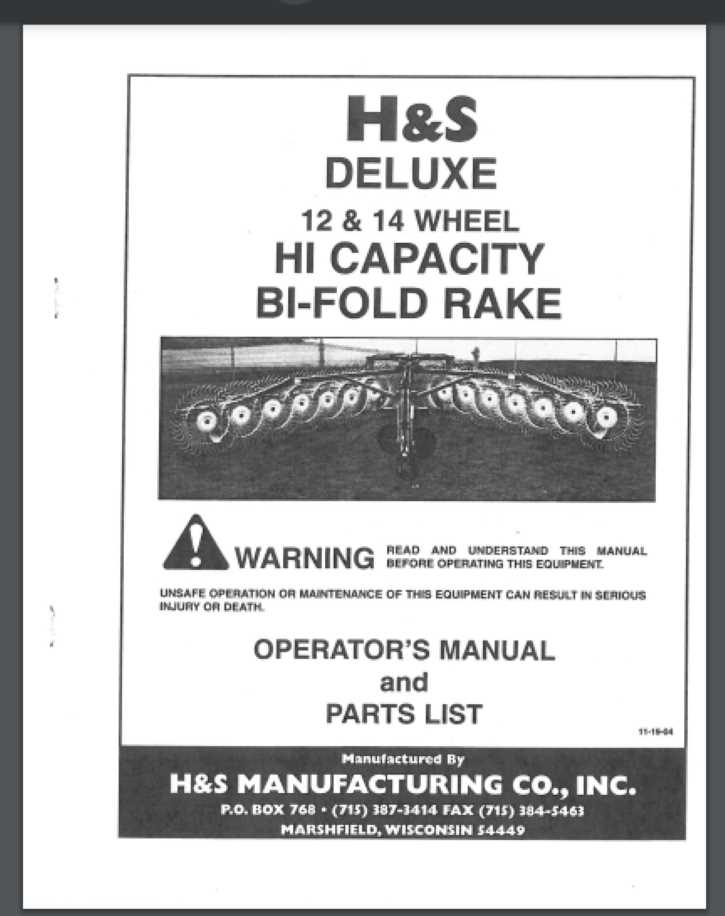 h&s bifold rake parts diagram