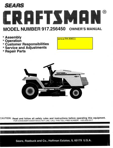 model 917 craftsman riding lawn mower parts diagram