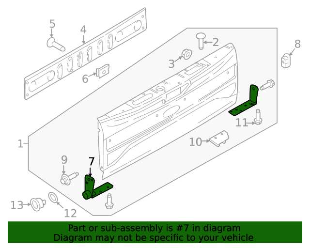 ford f350 tailgate parts diagram