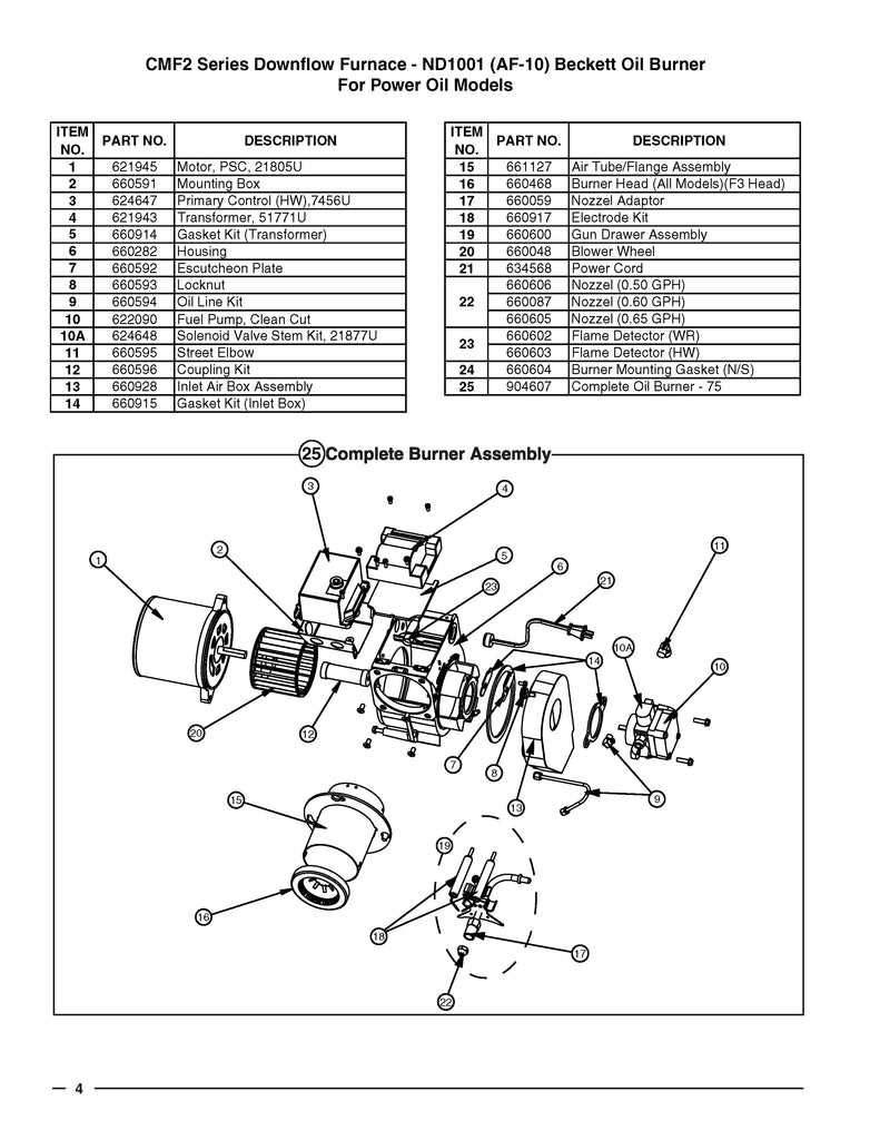 beckett burner parts diagram