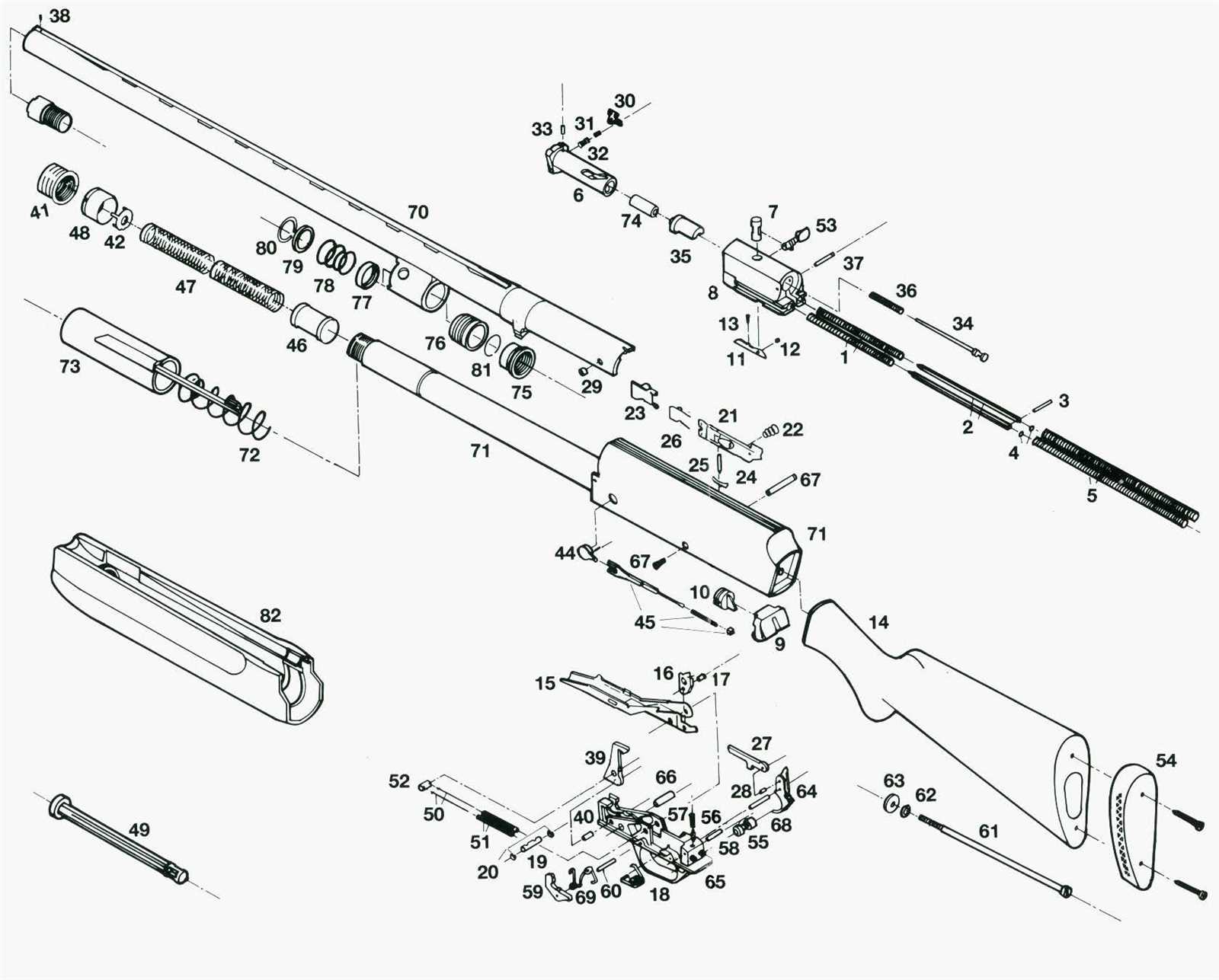 semi auto shotgun parts diagram