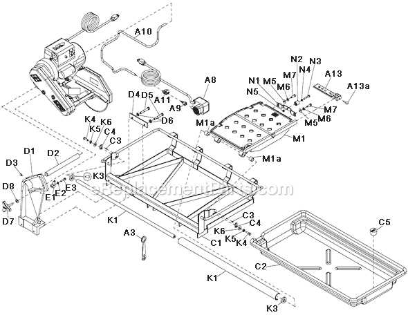 kobalt table saw parts diagram