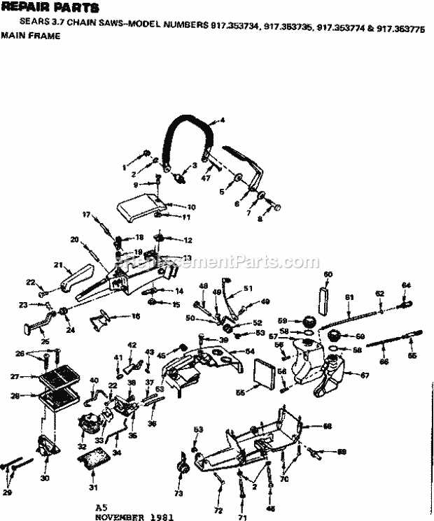 craftsman chainsaw parts diagram