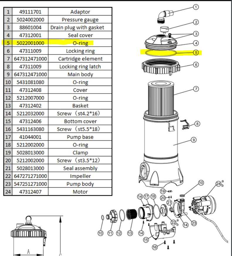 hayward de filter parts diagram