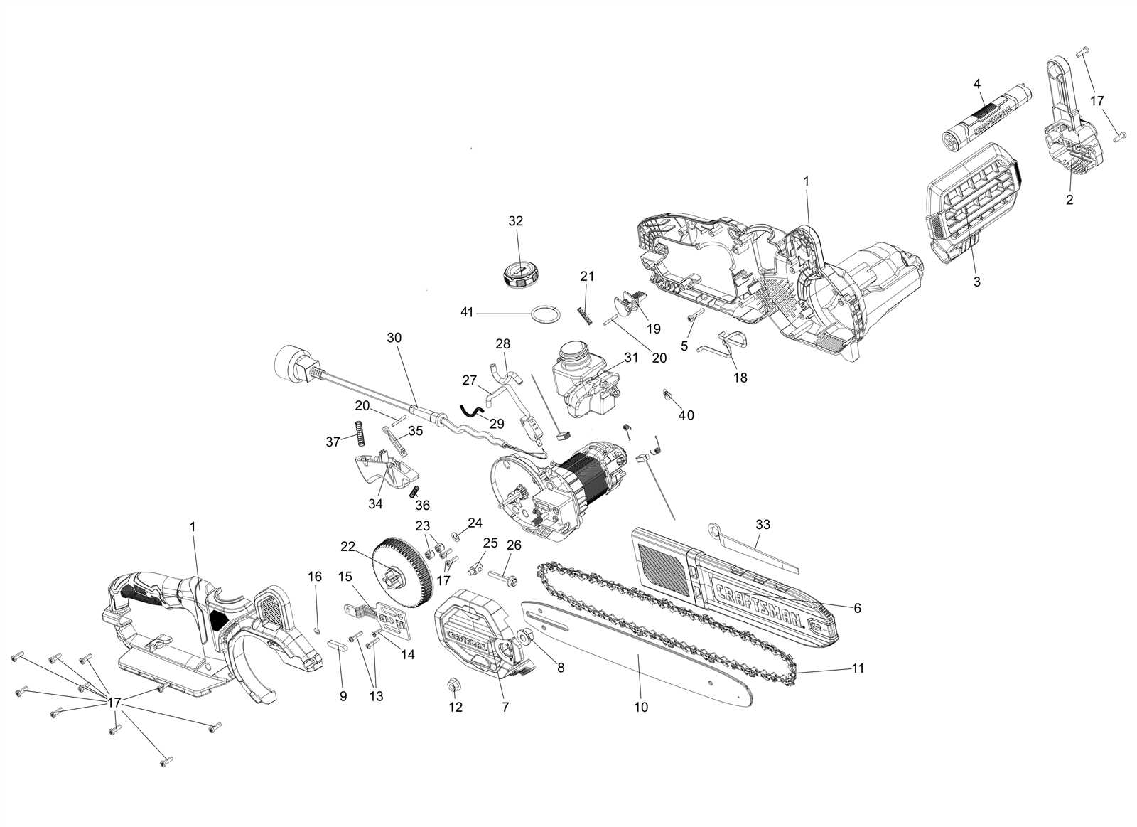 craftsman 18 inch chainsaw parts diagram