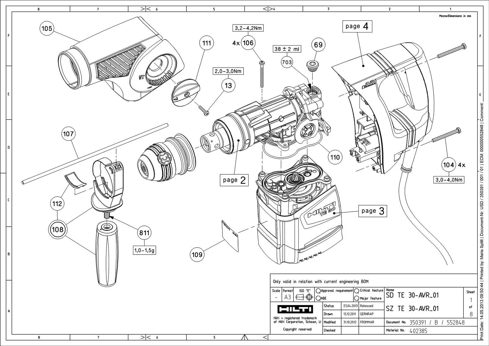 hilti te 3000 avr parts diagram