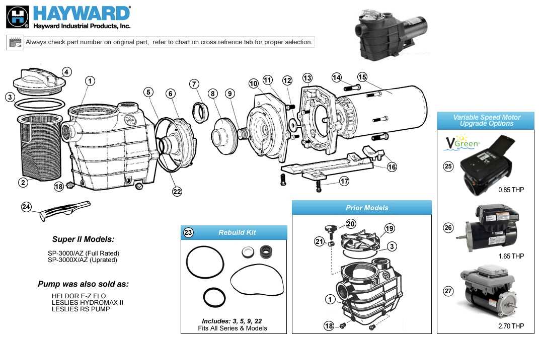 hayward pump parts diagram