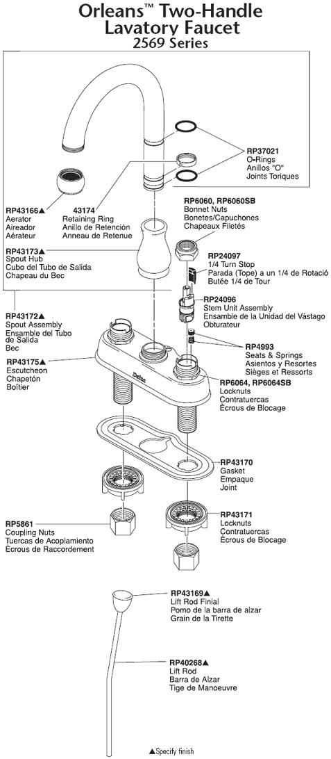 old kohler faucet parts diagram