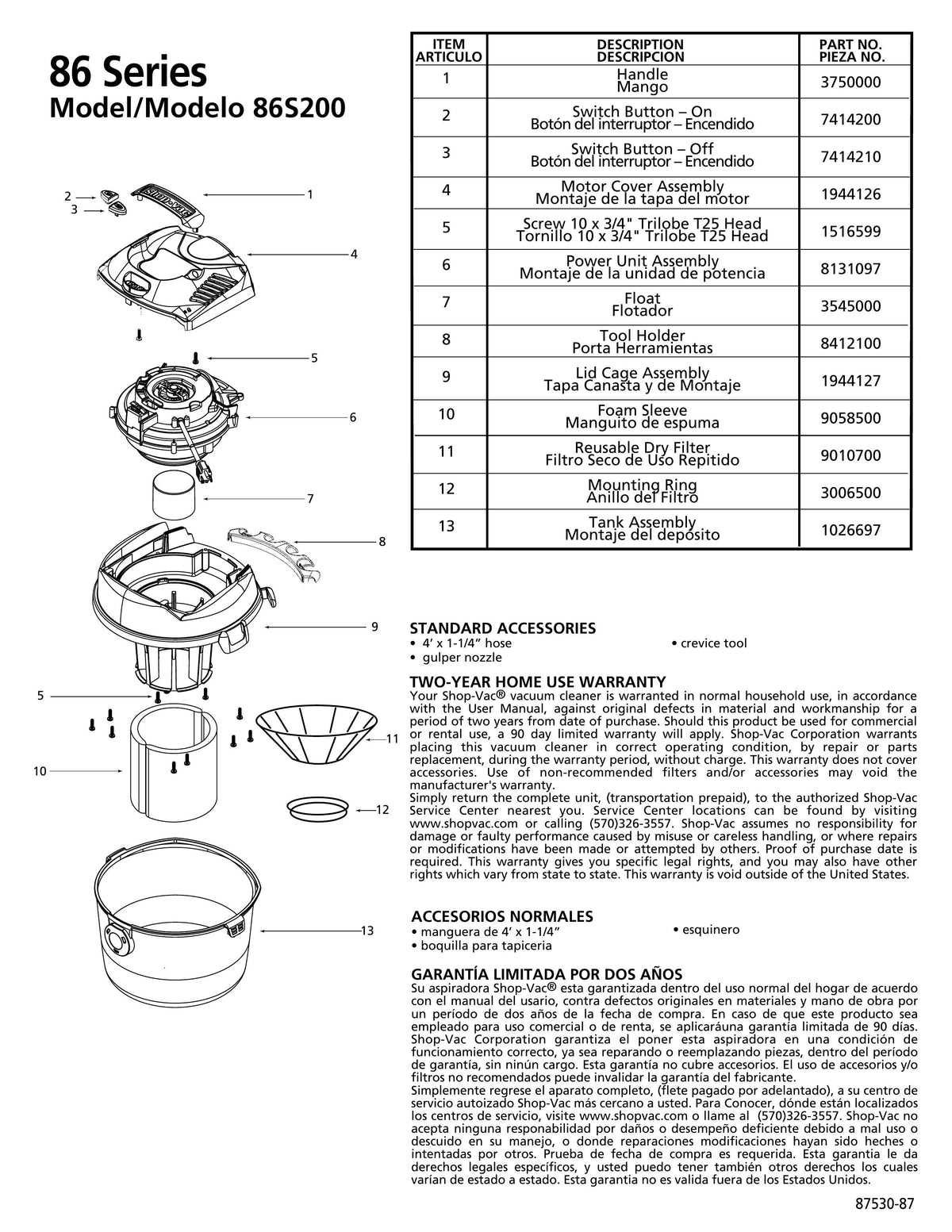 shop vac parts diagram