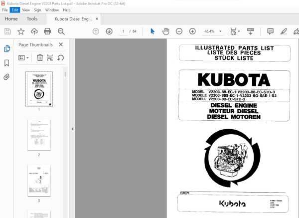 kubota v2203 parts diagram