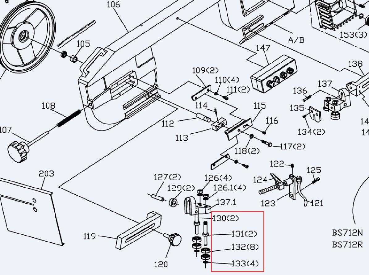 horizontal band saw parts diagram