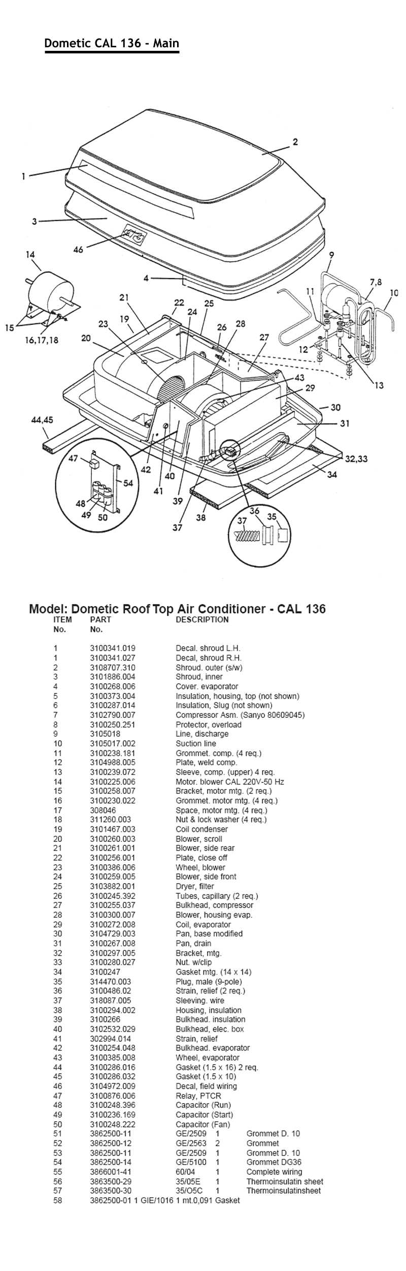 dometic a&e awning parts diagram