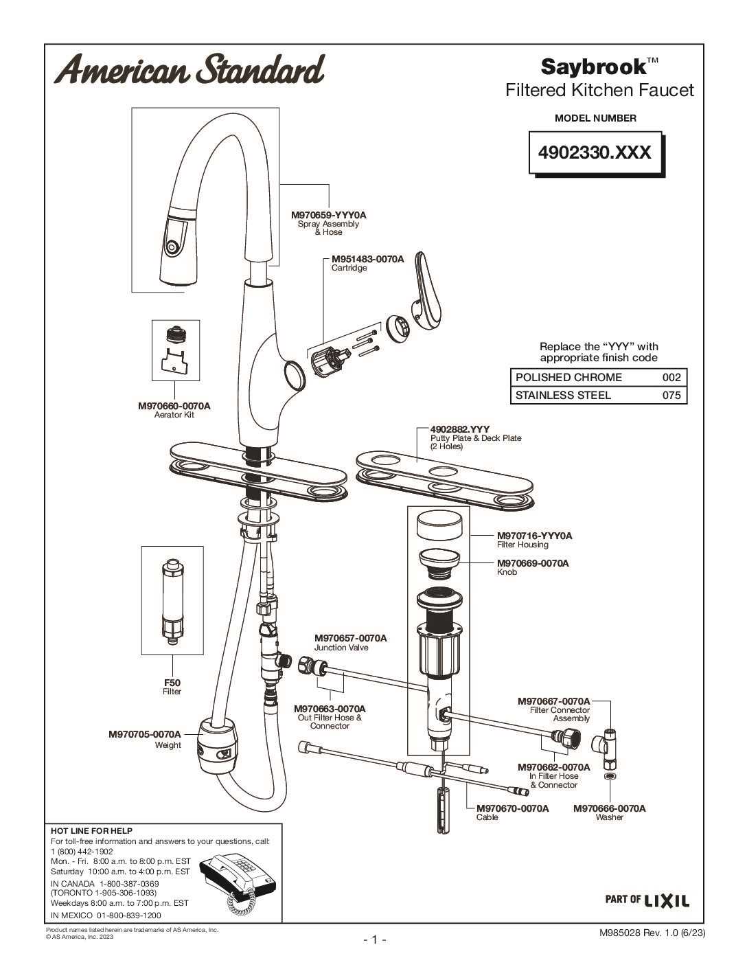 american standard kitchen faucet parts diagram