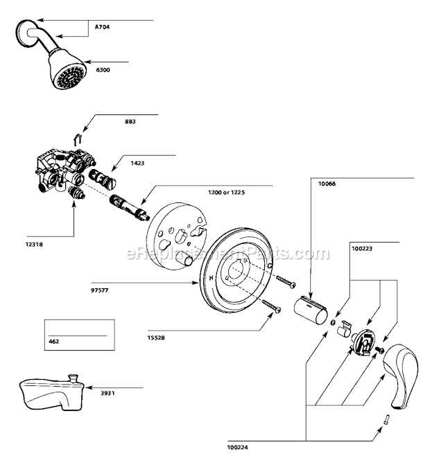 diagram of shower faucet parts