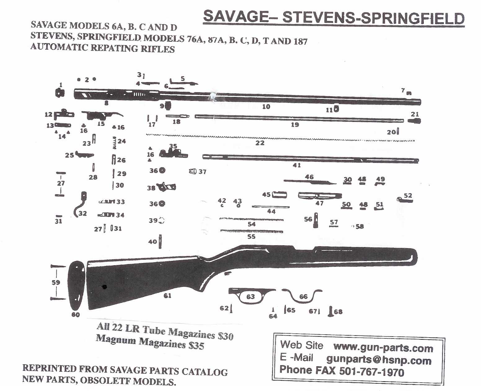 22 rifle savage arms parts diagram