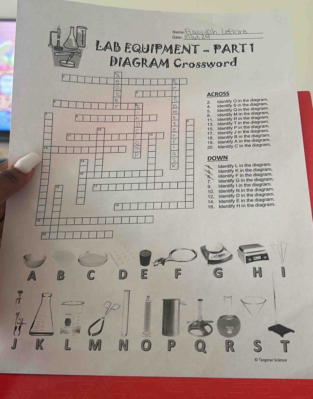 lab equipment part 1 diagram crossword answers