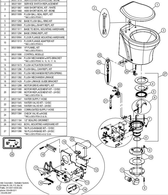 sealand toilet parts diagram