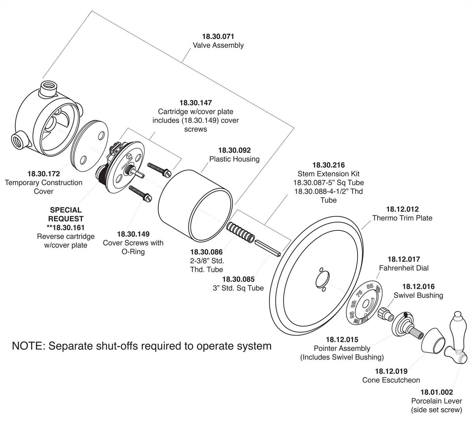 diagram shower faucet parts