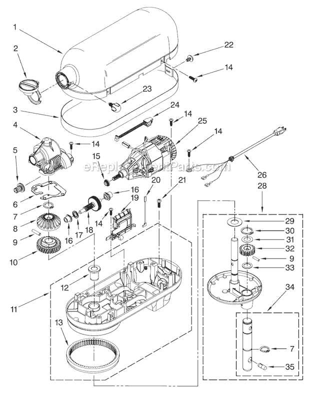 kitchenaid k45ss parts diagram