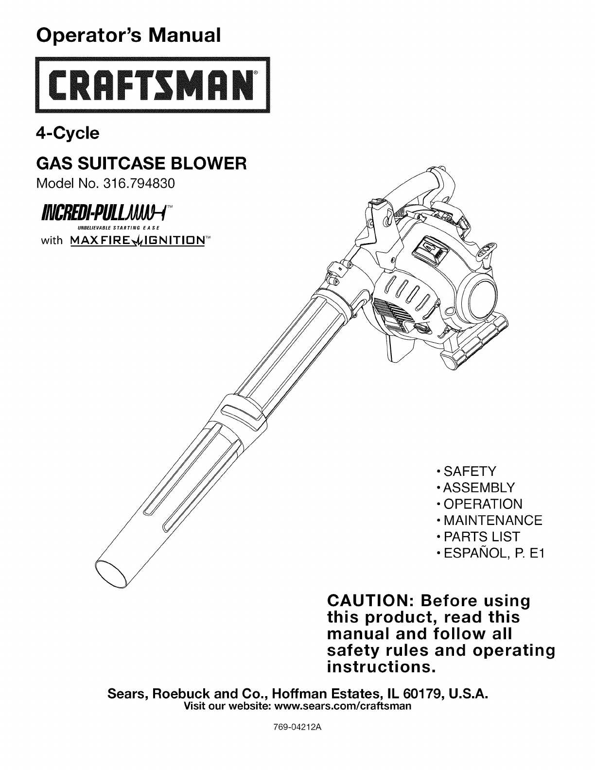 craftsman blower parts diagram