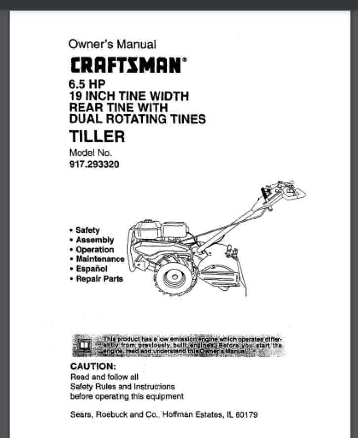 craftsman rear tine tiller parts diagram