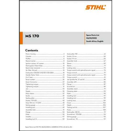 stihl 170 parts diagram