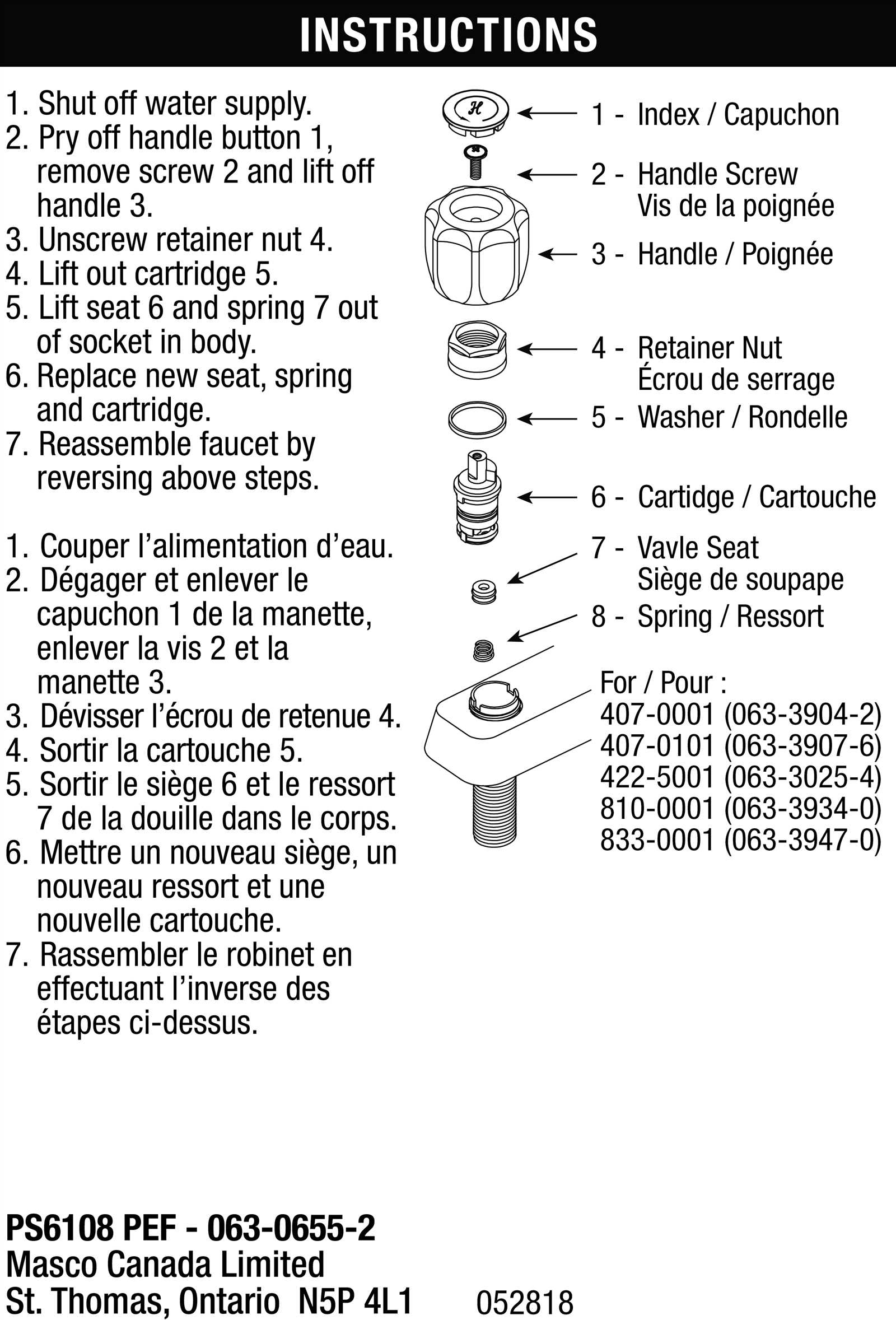 peerless kitchen faucet parts diagram