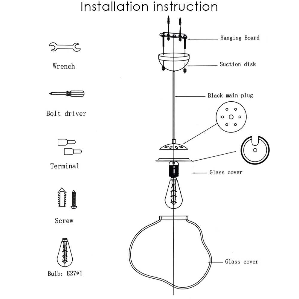 pendant light parts diagram