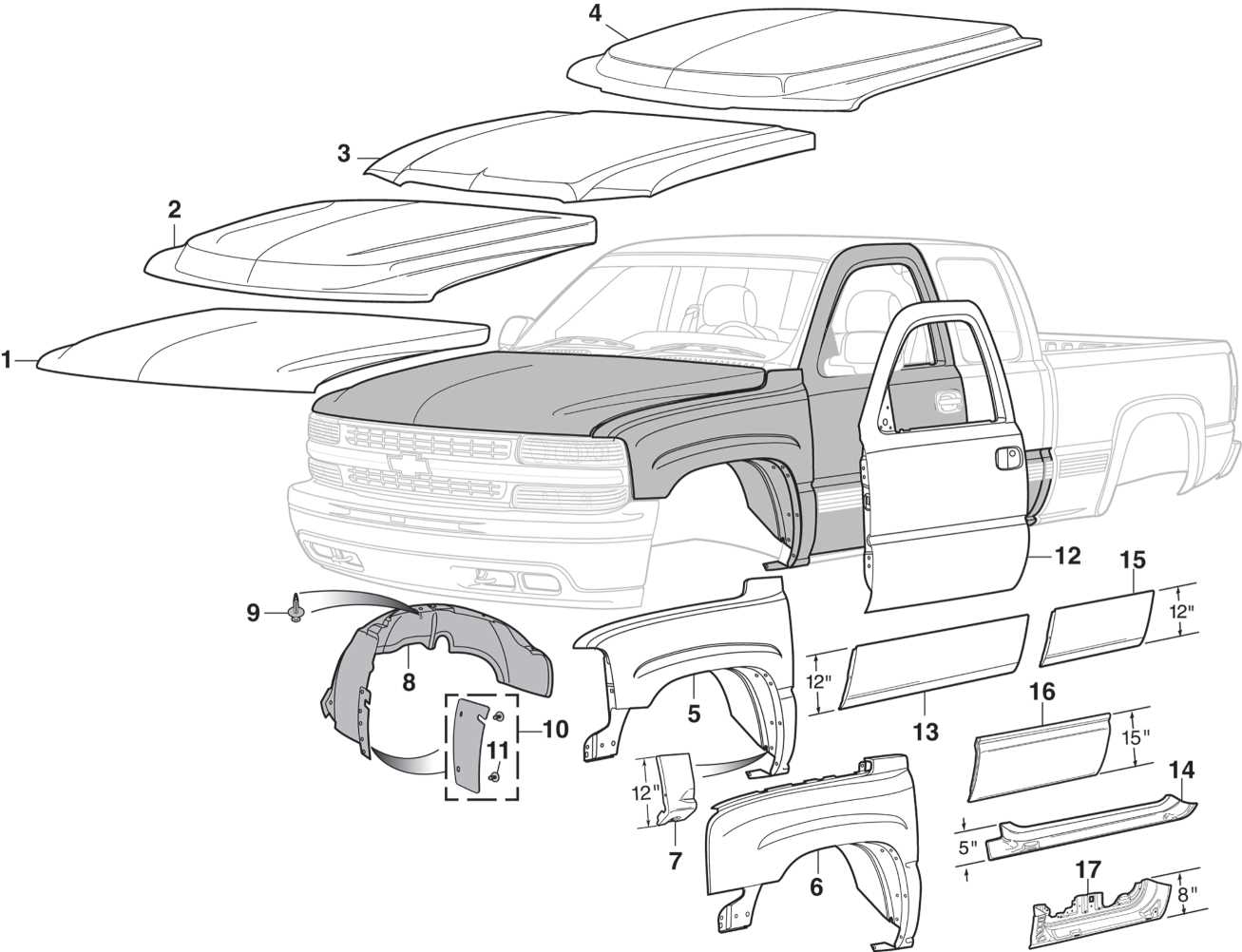 pickup truck body parts diagram