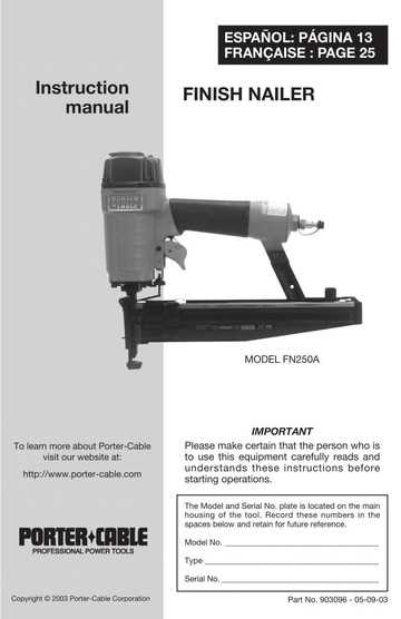 porter cable fn250a parts diagram