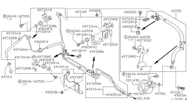 power steering parts diagram