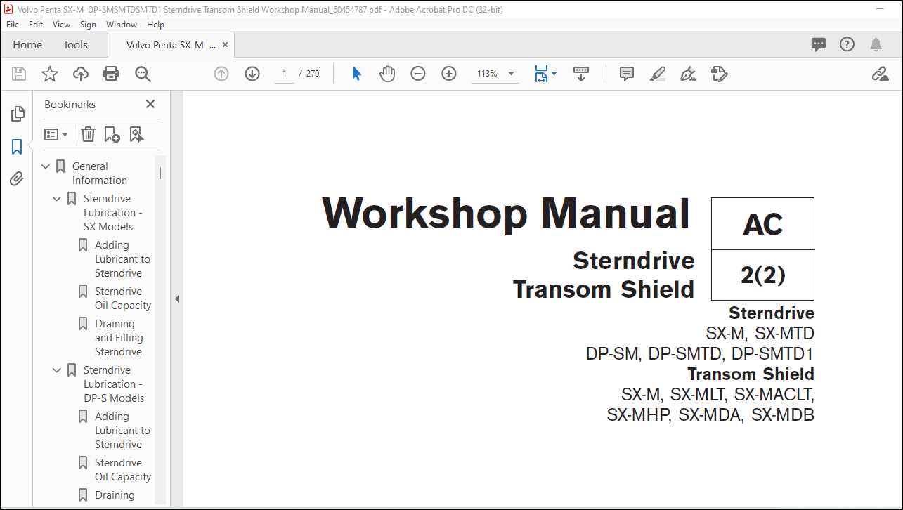 volvo penta sx m outdrive parts diagram