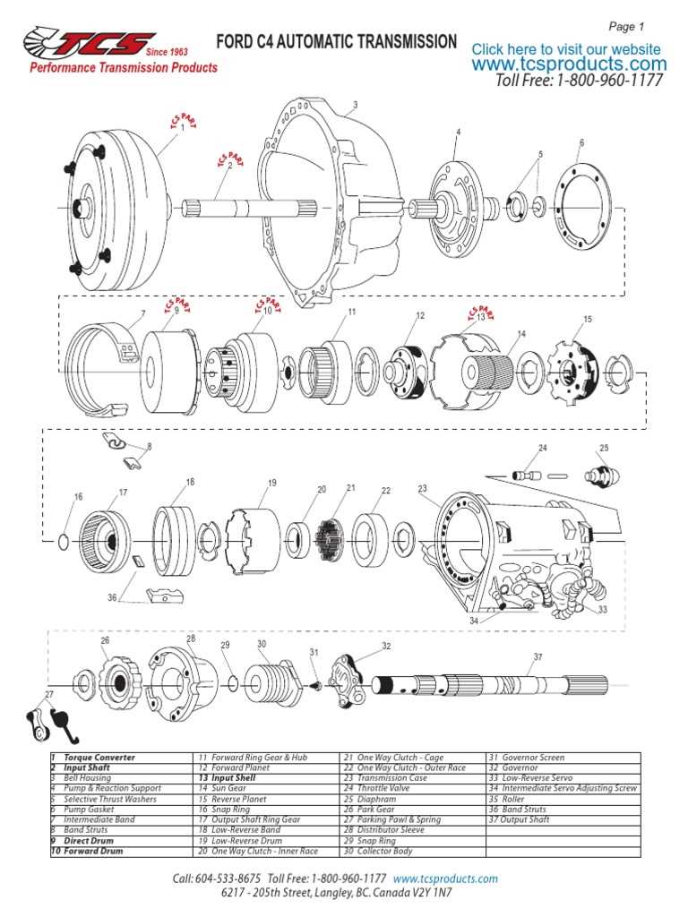 ford transmission parts diagram