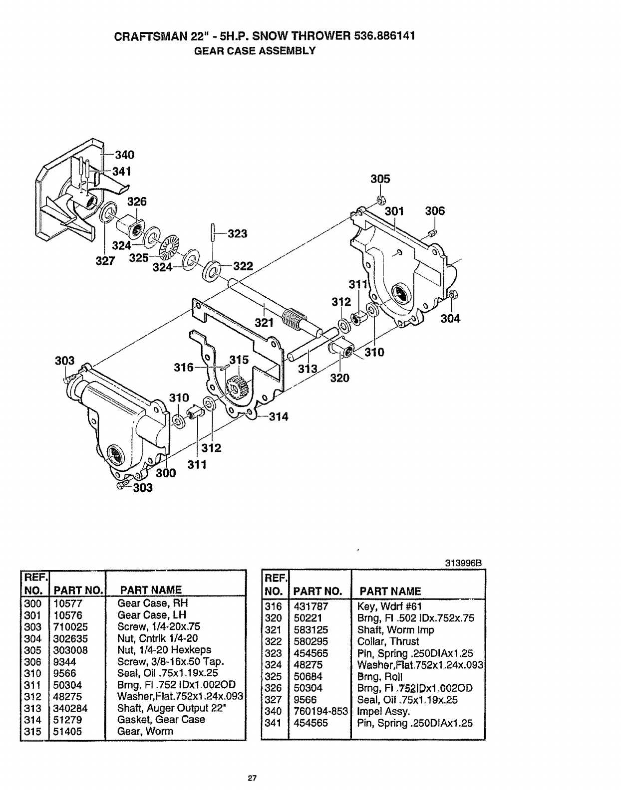 craftsman snow blower parts diagram