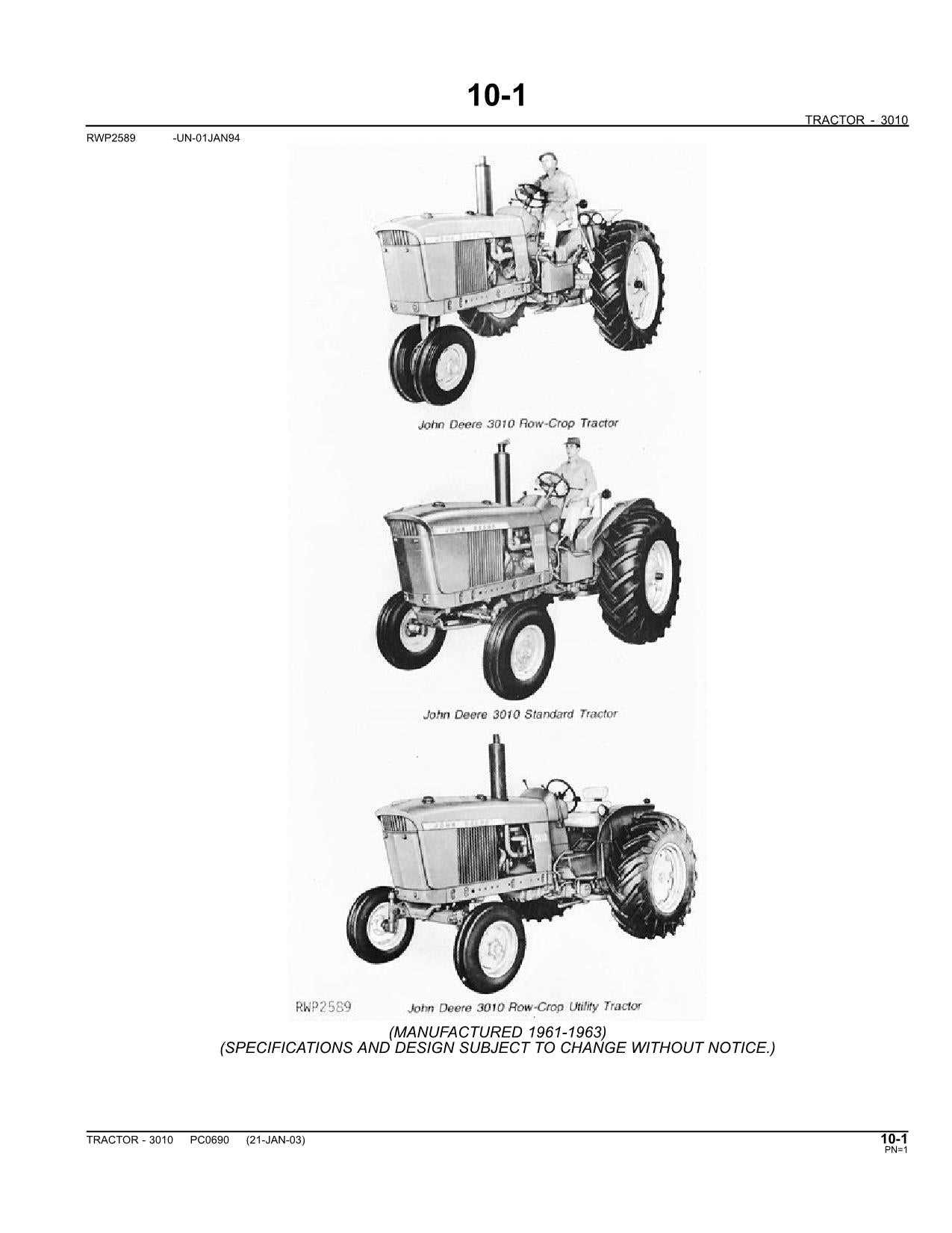 john deere 3010 parts diagram