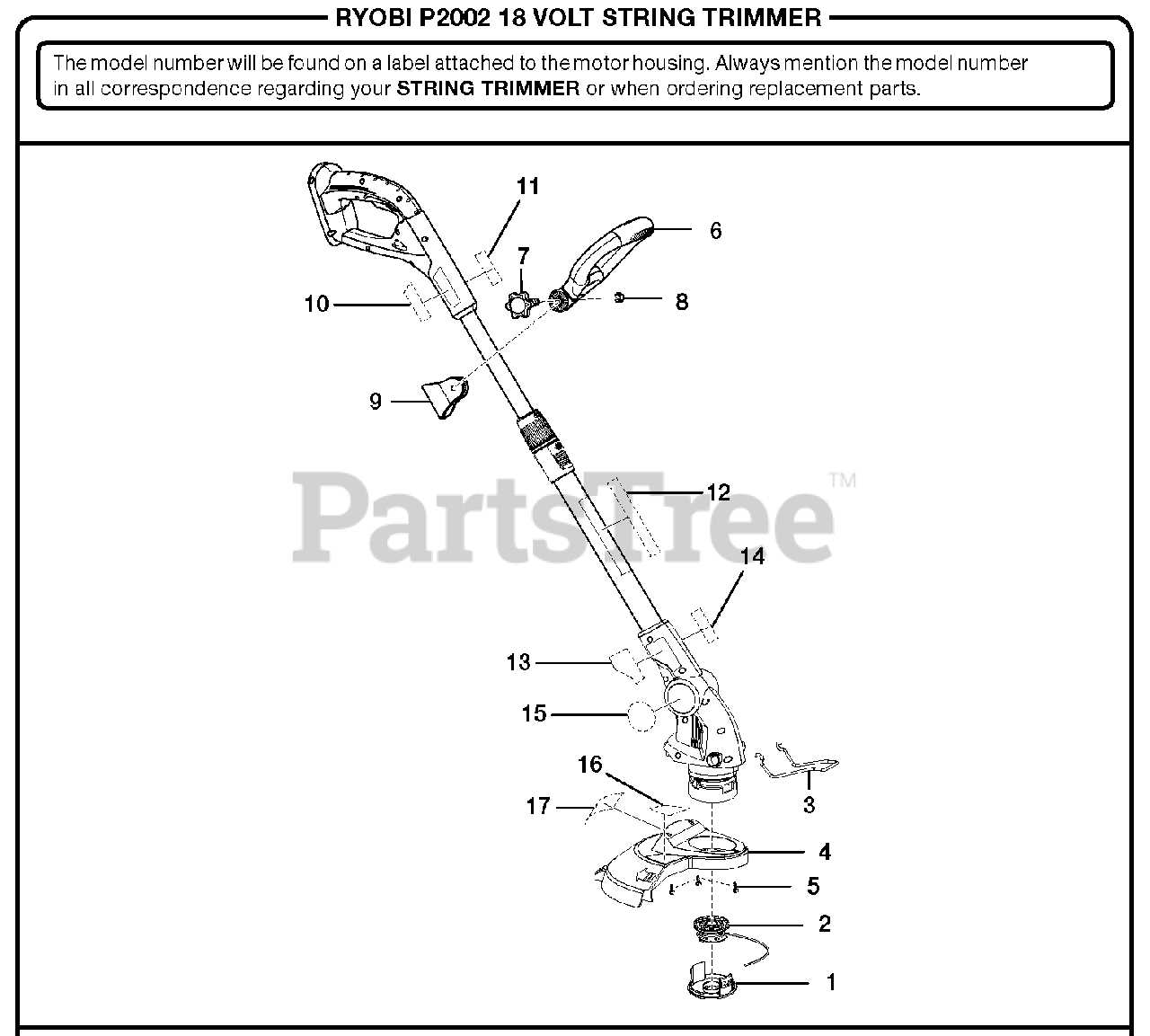 ryobi string trimmer parts diagram