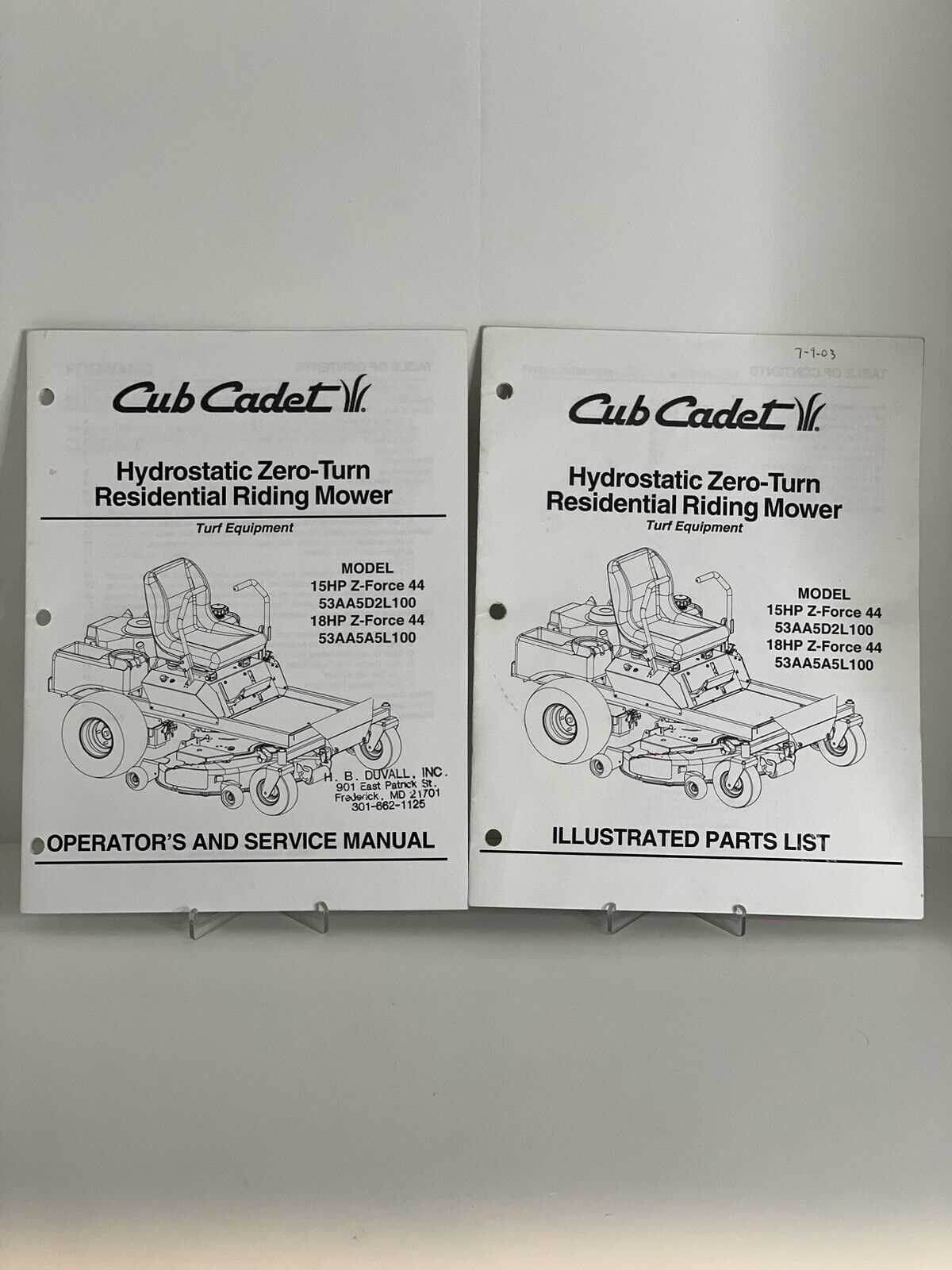 cub cadet z force 44 parts diagram