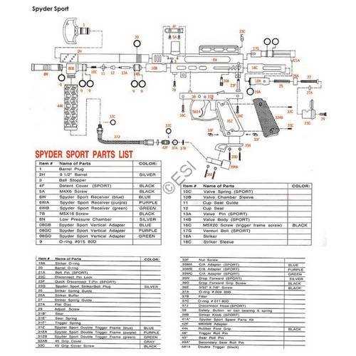 spyder paintball gun parts diagram