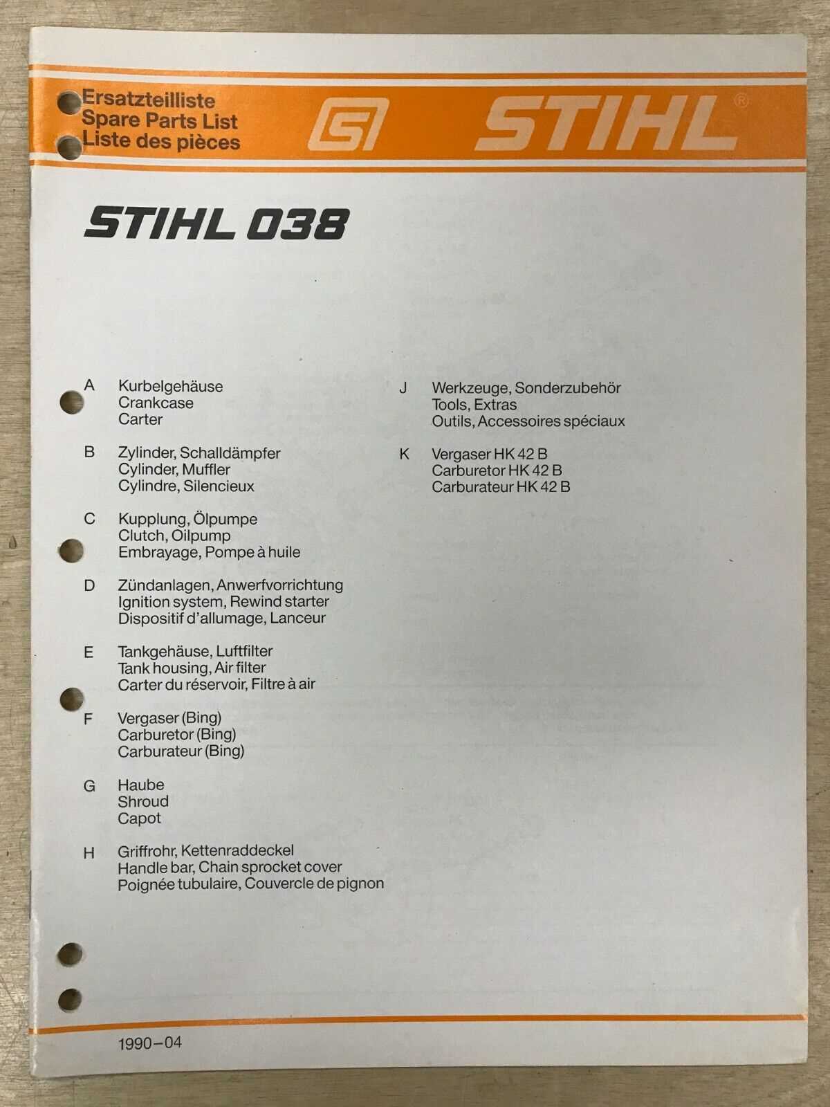 stihl 038 parts diagram