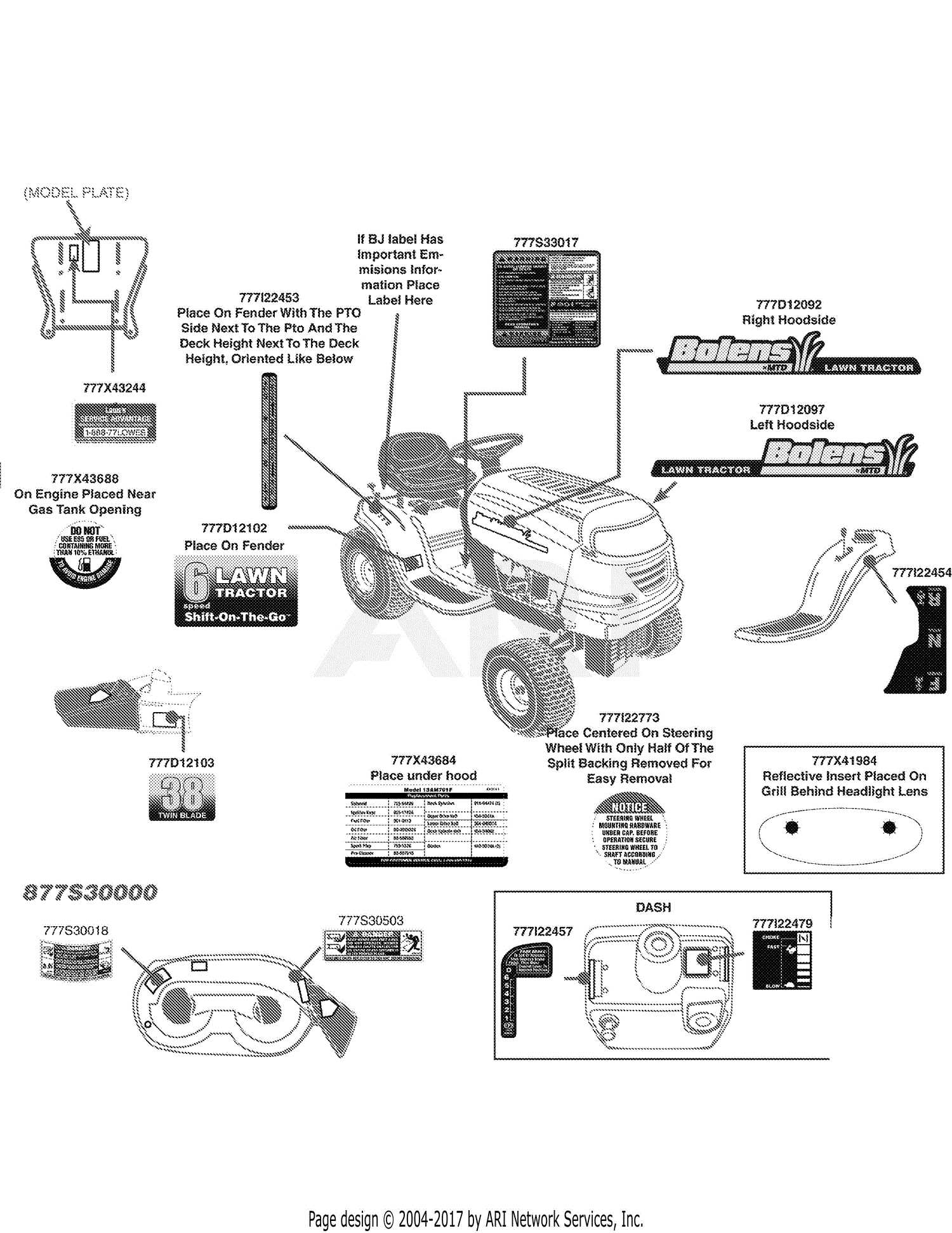 bolens push mower parts diagram