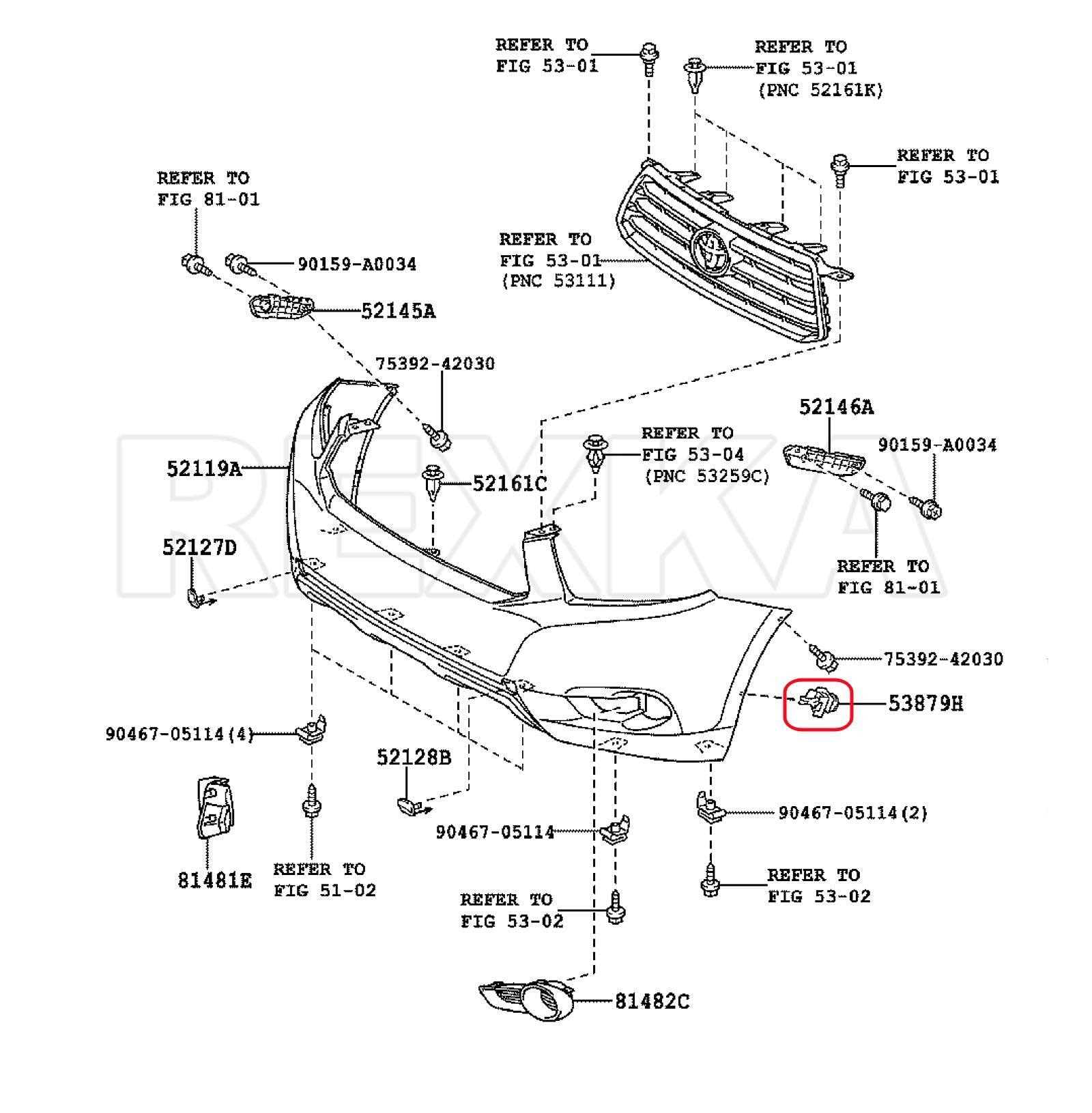 toyota highlander body parts diagram