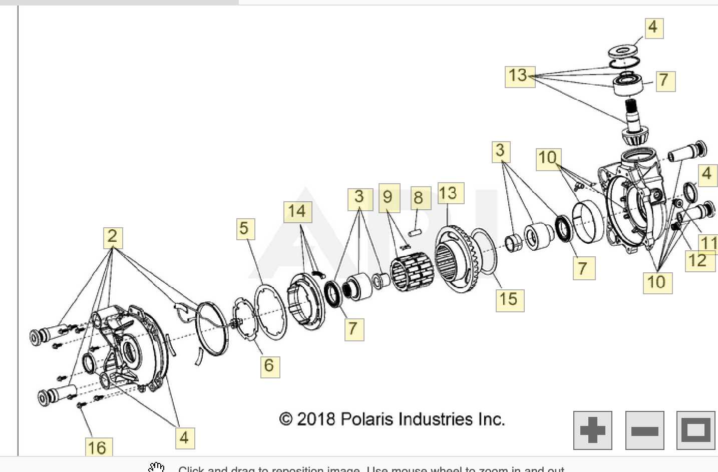 polaris rzr front differential parts diagram