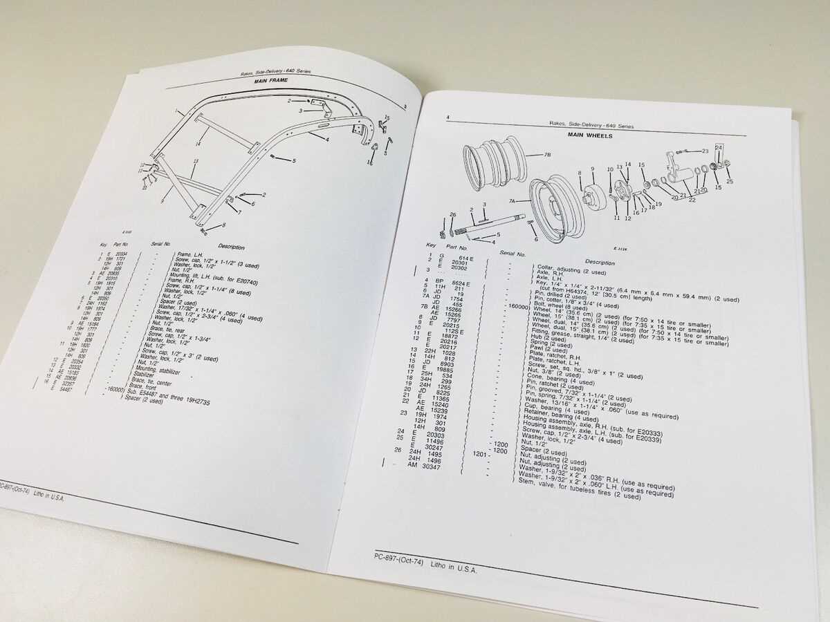 john deere 640 hay rake parts diagram