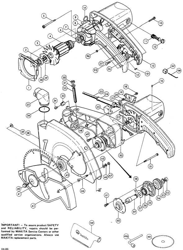 makita circular saw parts diagram