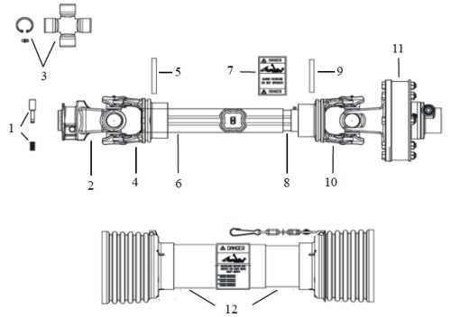 pto shaft parts diagram