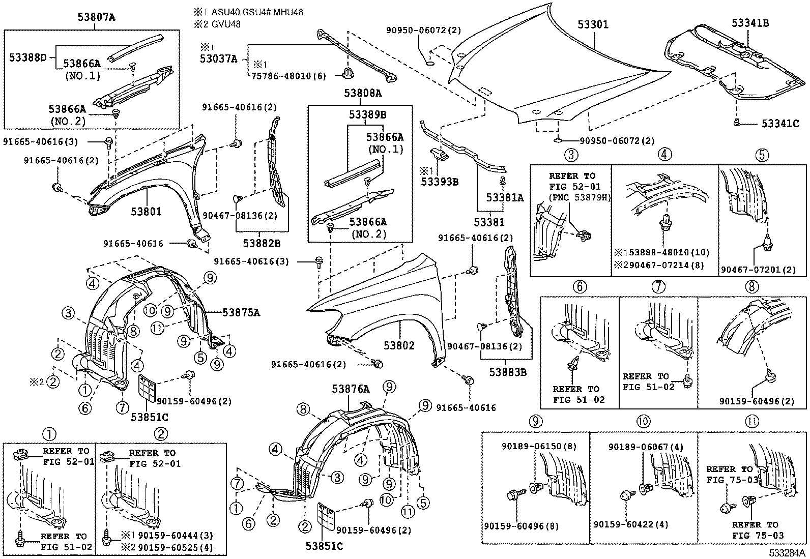 toyota highlander body parts diagram