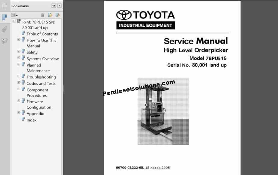 fork truck parts diagram